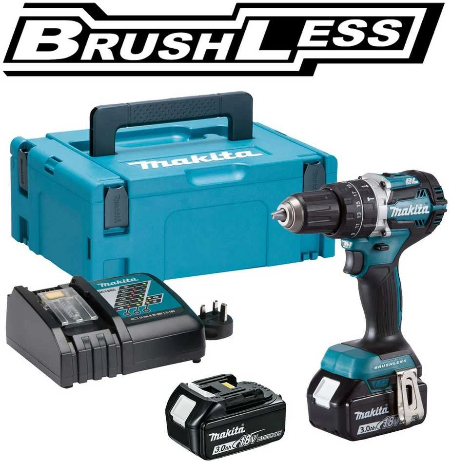 Makita DHP484RFJ komplektas su dviem akumuliatoriais