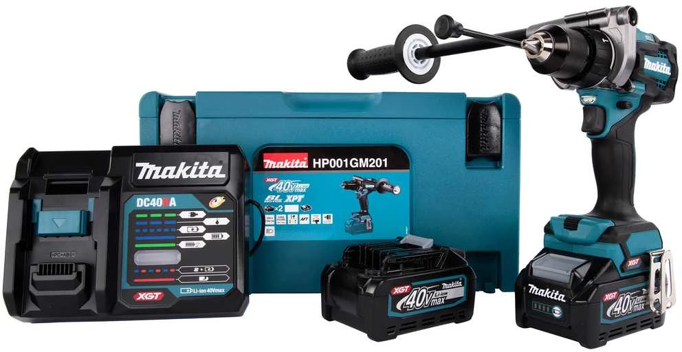 Makita HP001GM201 komplektas su akumuliatoriais ir krovikliu