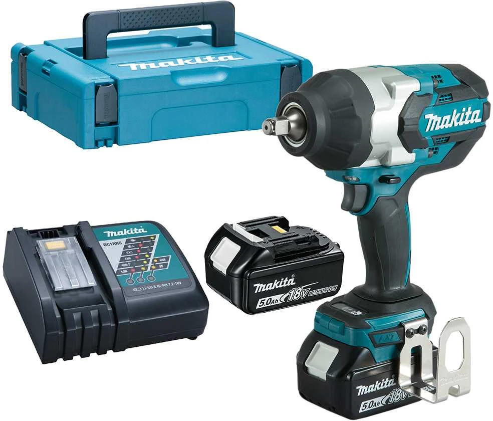 Makita DTW1002RTJ Akumuliatorinis smūginis veržliasukis 18V, 2x5,0Ah Li-ion, 1200 Nm, 1/2", LED, MAKPACK