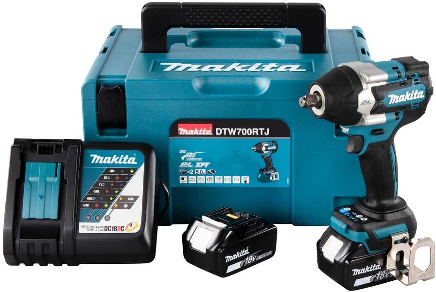 Makita DTW700RTJ Akumuliatorinis smūginis veržliasukis 18V, 2x5,0Ah Li-ion, 700/1000 Nm, 1/2", LED, MAKPACK