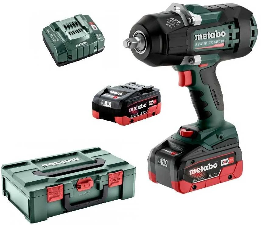 Smūginis veržliasūkis Metabo SSW 18 LTX 1450 BL; 18 V; 2x5,5 Ah akum.