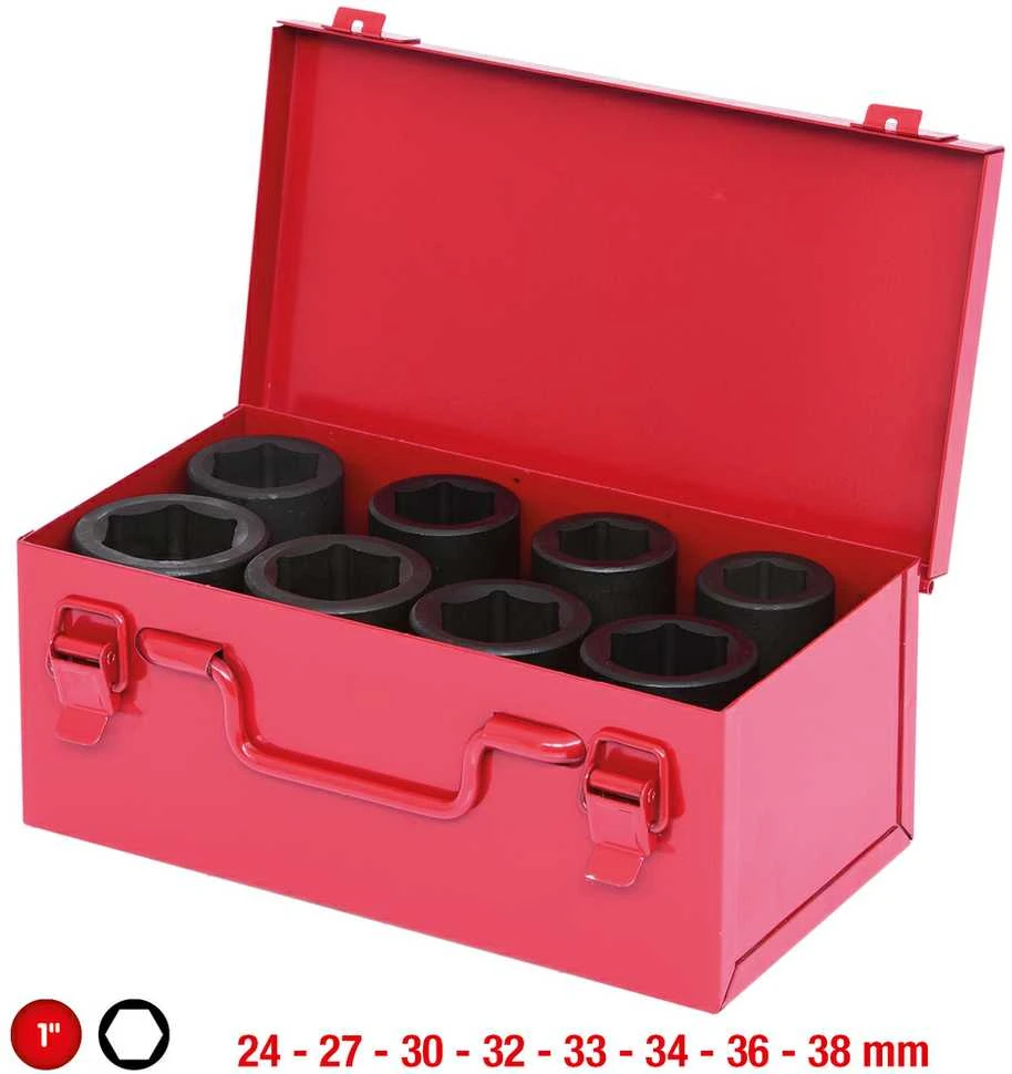 KS Tools 8 dalių šešiakampių smūginių galvučių rinkinys KS TOLLS 24-38mm 1"