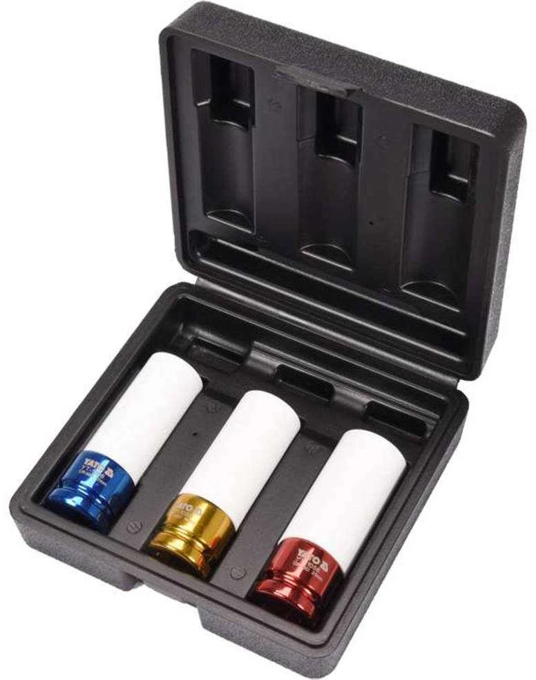 Yato Plonasienių smūginių galvučių rinkinys su apsaugom, 12,5 mm (1/2"), 17/19/21 mm, 3 vnt. (YT-1056)