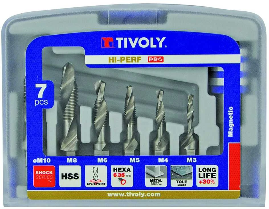 Tivoly Kombinuotų sriegiklių rinkinys FTH 1/4" kotelis M3-M10 + magnetinis laikiklis "Half-Box"