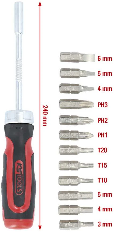 Terkšlinis atsuktuvas su antgaliais KS TOOLS 1/4''