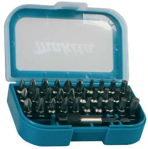Makita Sukimo antgalių komplektas 31 vnt. (PH1;PH2;PH3;PZ1;PZ2,PZ3;T8;T10;T15;T20;T25;T27;T30;T40) P-73374