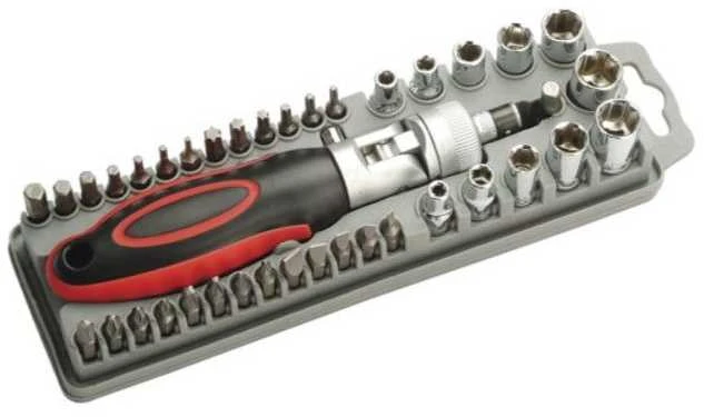 Daugiafunkcinis reversinis atsuktuvas su keičiamais antgaliais, raktų galvutėmis (40 vnt.), SD-2309 Pro'sKit