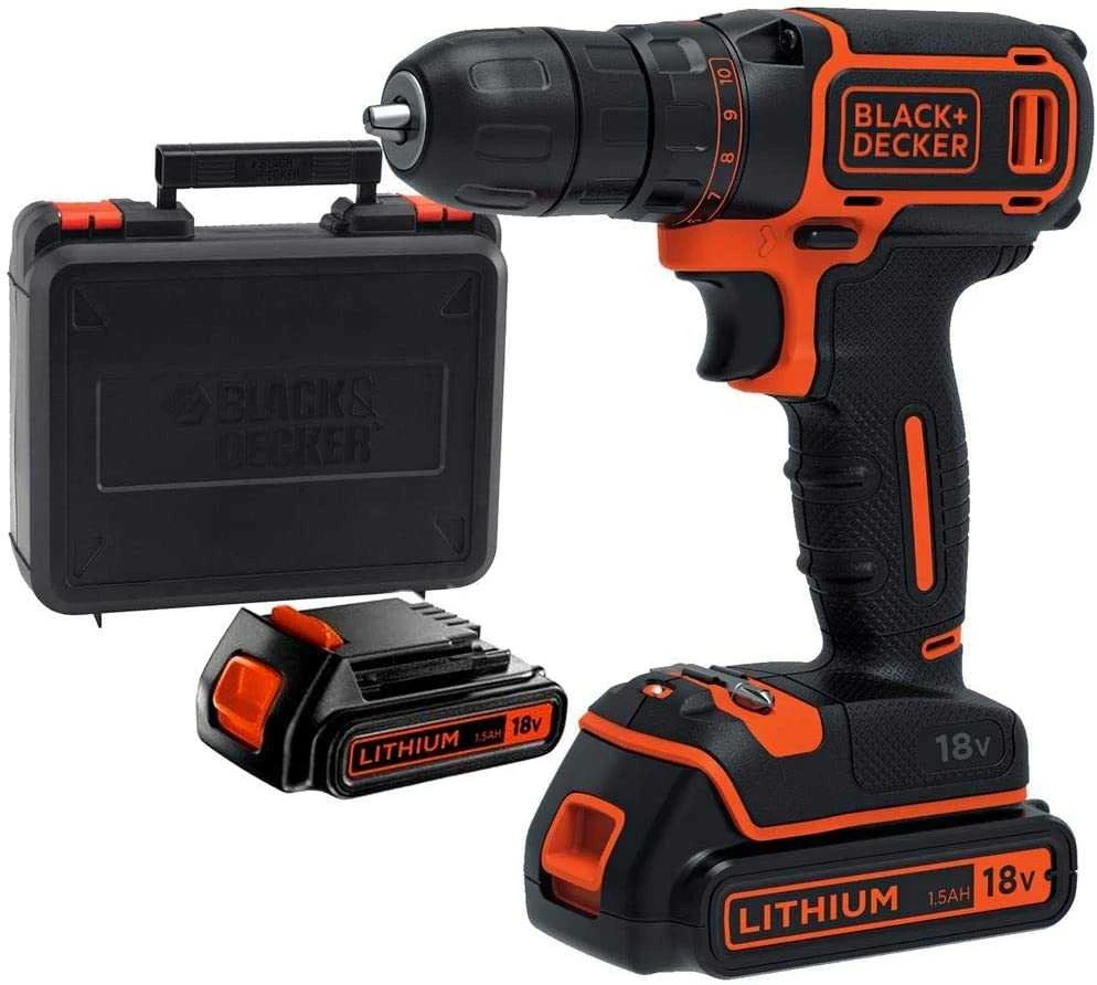 Black & Decker Juodas & Decker Suktuvas-gręžtuvas Juodas & Decker BDCDC18KB-QW; 18 V; 2x1,5 Ah akum.