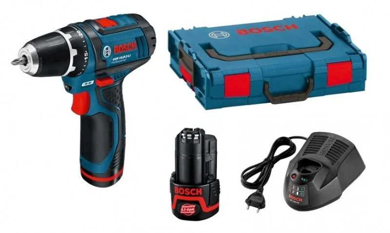 Akumuliatorinis suktuvas-gręžtuvas, Bosch GSR 12V-15, 2x2,0 Ah Li-Ion + L-Boxx