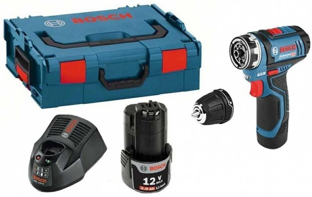 Bosch Akumuliatorinis gręžtuvas-suktuvas GSR 12V-15 FC, 2x2.0Ah, GFA 12-B