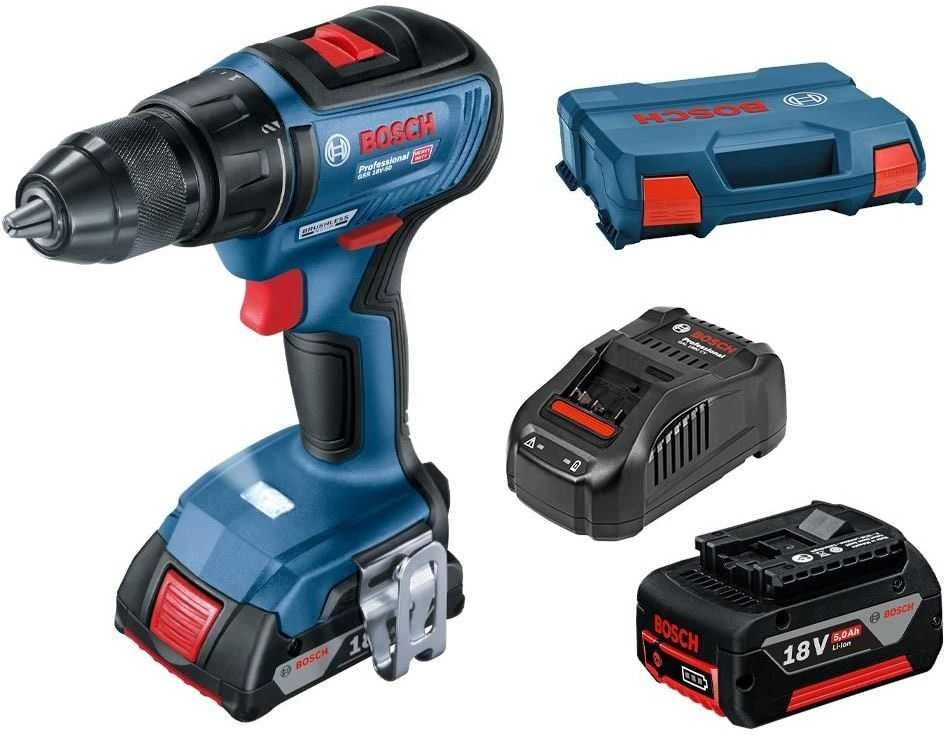 Bosch Akumuliatorinis gręžtuvas-suktuvas GSR 18 V-50 2x5.0Ah 50/28 Nm, bešepetėlinis (06019H5001)