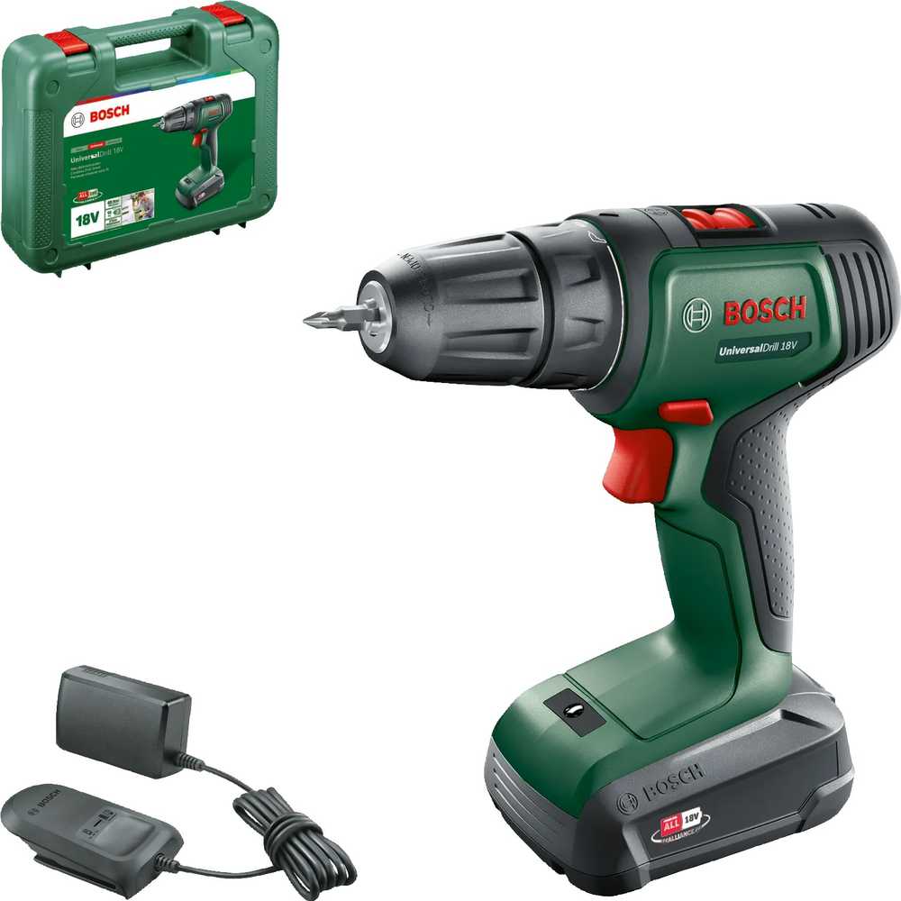 Bosch Universal Drill 18V (1x1,5 akumuliatorius) Akumuliatorinis dviejų greičių gręžtuvas - suktuvas