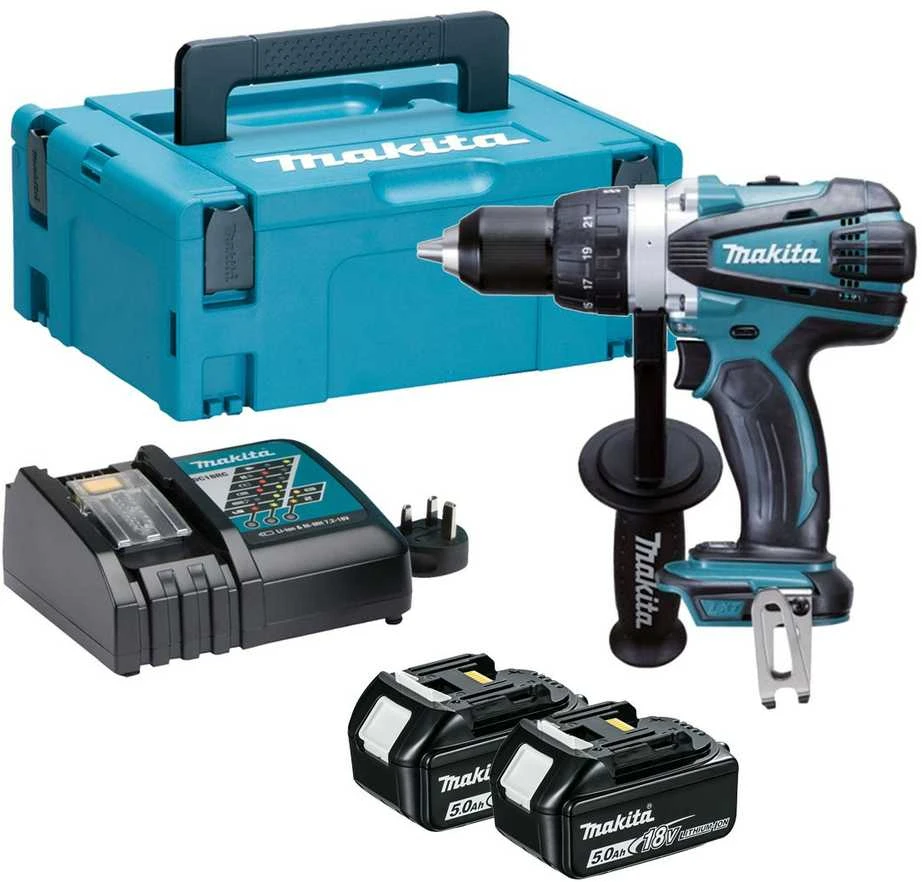 Makita Gręžtuvas-suktuvas DDF458RTJ, 18V/5.0Ah, lagaminas