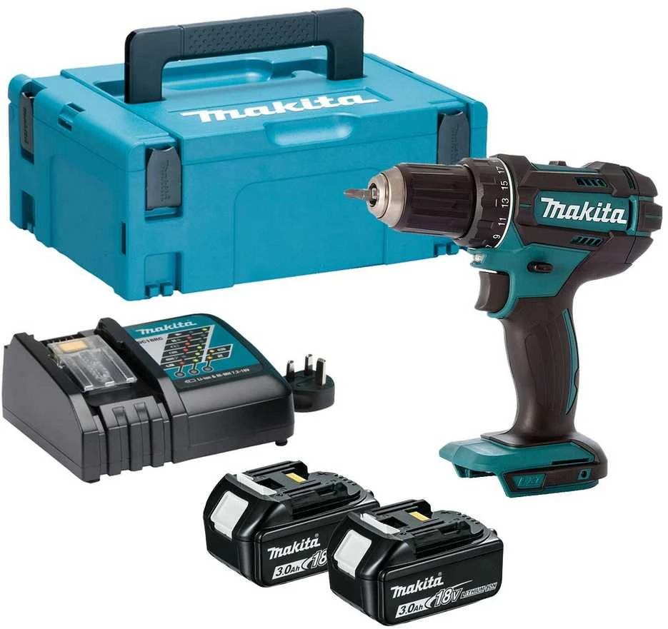 Makita akumuliatorinis suktuvas gręžtuvas DDF482RFJ, 18V, 2x3.0Ah, 62/36 Nm
