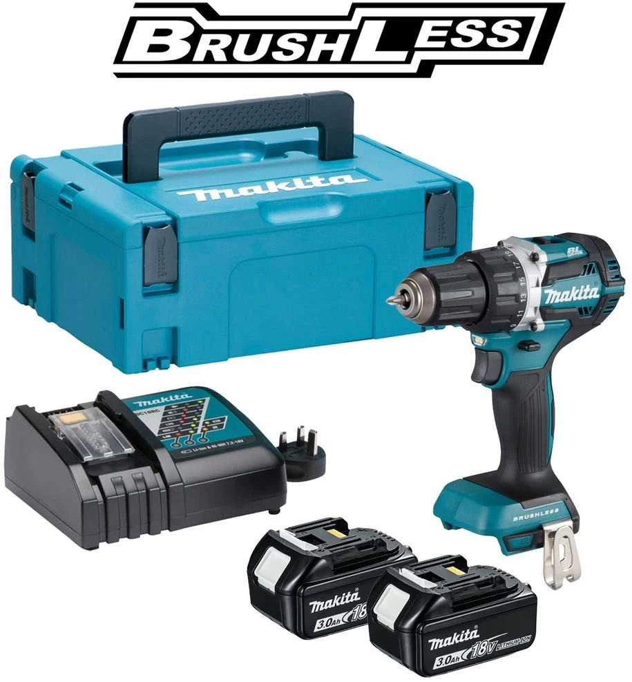 MAKITA GRĄŽAS / GRĄŽAS 18V‐54 / 30Nm 2x3.0Ah LI-ION BRUSHLES CASE MAKPAC DDF484RFJ