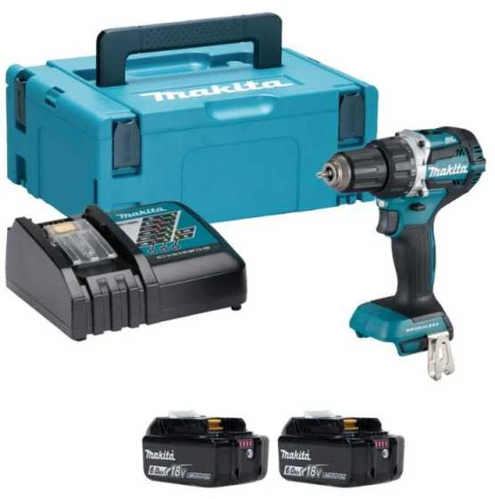 Makita DDF484RGJ Akumuliatorinis gręžtuvas, 18 V, 2x 6,0 Ah Li-ion, 54/36 Nm, 1,6kg, LED, MAKPACK