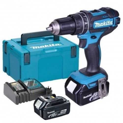 Makita DHP482RTJ Akumuliatorinis smūginis gręžtuvas, 18 V, 2x 5,0 Ah Li-ion, 62/36 Nm, 1,7kg, LED, MAKPACK