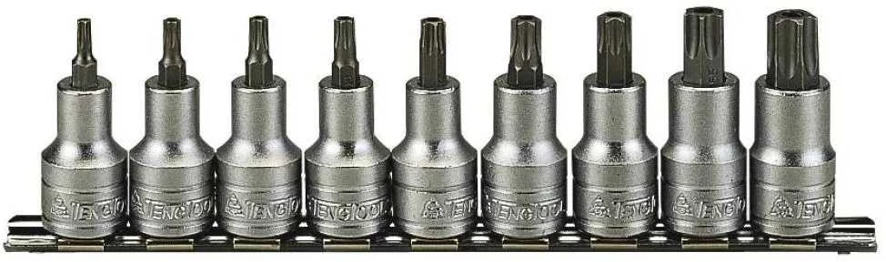 TengTools Galvučių su antgaliais rinkinys Teng Tools M1213TX; TORX; 1/2''; 9 vnt.