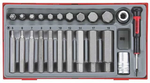TengTools Sukimo antgalių rinkinys Teng Tools TTHEX23; 23 vnt.