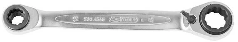 Dvigubas žiedinis terkšlinis raktas su reversu 10x19mm-13x17, KS Tools