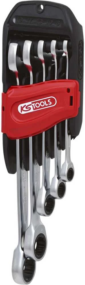 Kombinuotų terkšlinių raktų komplektas 5vnt, 8-19mm, KS Tools