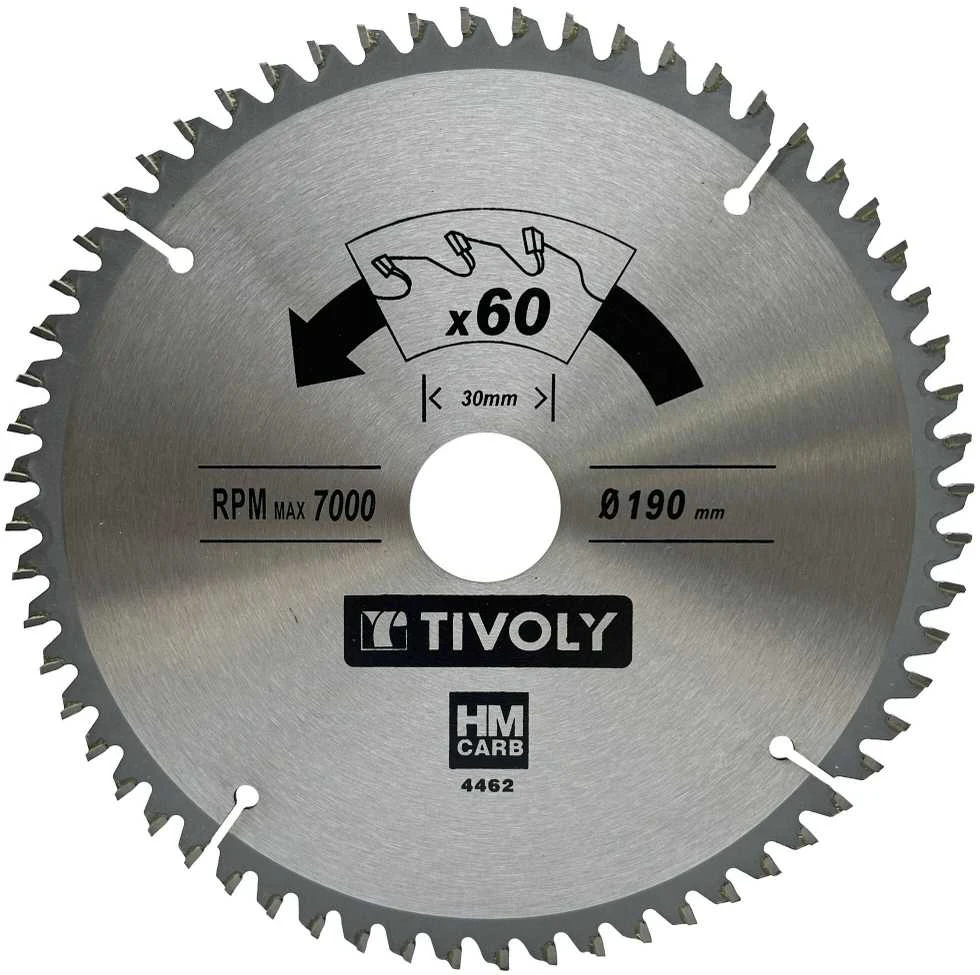 Tivoly Diskinis pjūklas spalvotiems metalams 190x30x2.5/1.7mm, z60, 3°, (20mm adapteris)