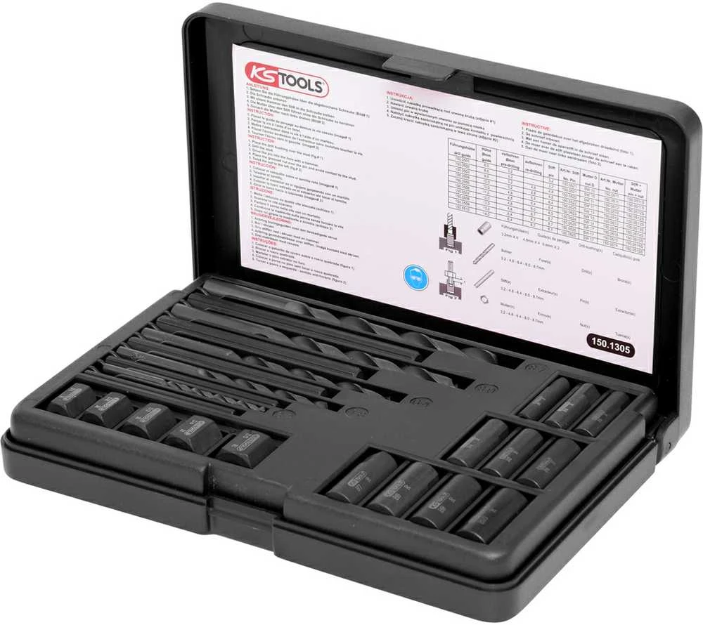 Grąžtas Varžtų išsukimo komplektas M5-M16 25vnt., KS Tools