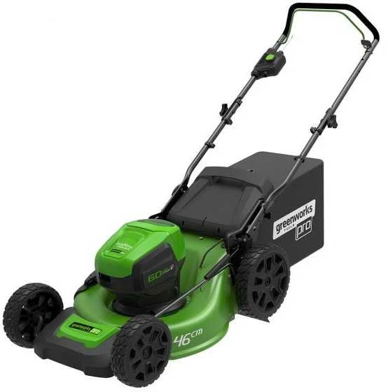 Greenworks rankinė stumiama vejapjovė GD60LM46HP 60V 46 cm su 2Ah akumuliatoriumi ir įkrovikliu