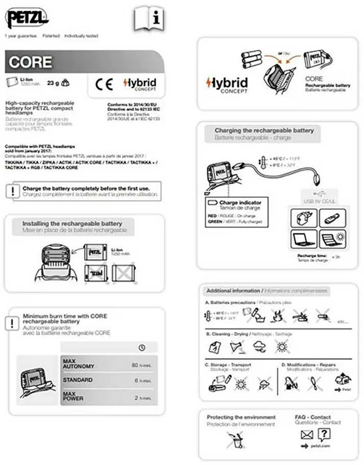 Akumuliatorius Petzl Accu Core 2 1250 mAh C-Type