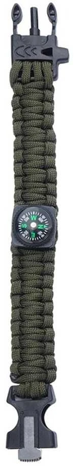 Badger Outdoor Apyrankė 101 Inc. Compass 9'' Paracord Žalia