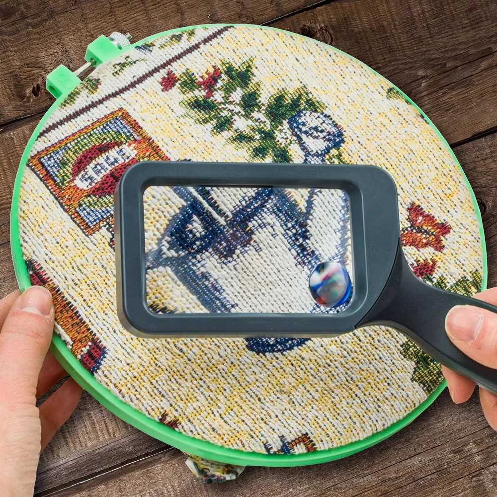 Carson HandHeld stačiakampis didinimo stiklas su 2x didinimu ir atskiru 6,5x lešiu