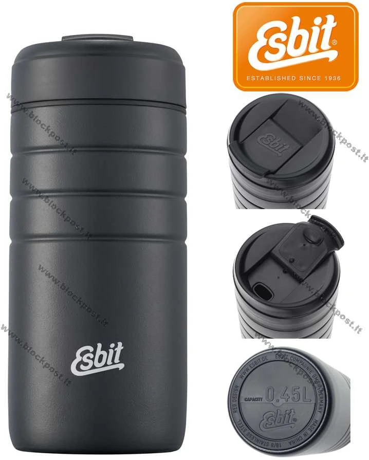 Esbit MAJORIS termopuodelis su FLIP TOP uždarimu 450ml, juodas