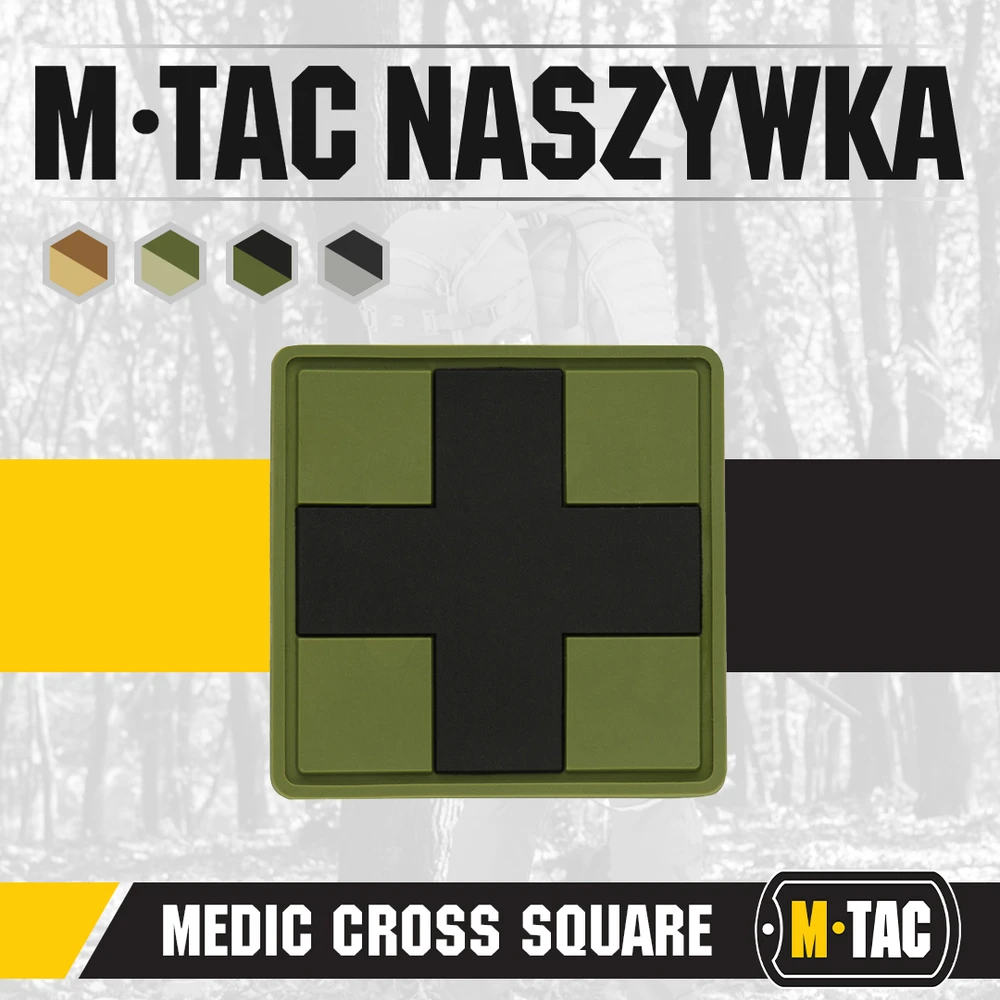 M Tac PVC antsiuvas-lipdukas medicininis kryžius, Juodas/žalias