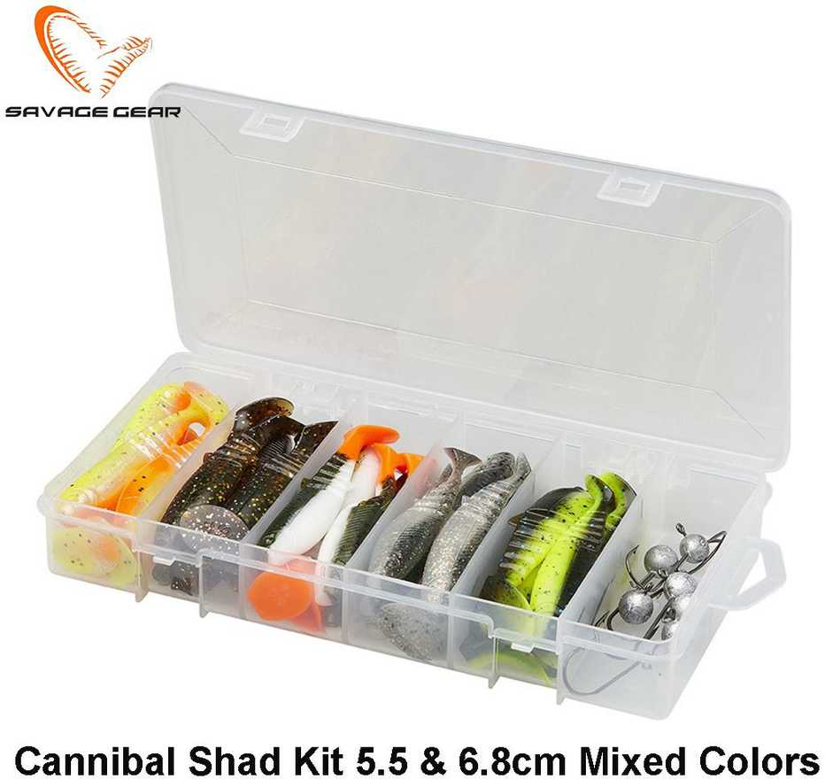 Masalų rinkinys Savage Gear Cannibal Shad Kit 5,5cm/6,8cm 36vnt