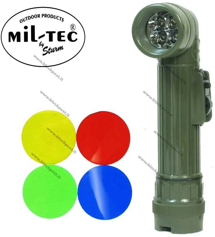 Mil-Tec Kariškas žibintuvėlis LED, 2D, žalios spalvos