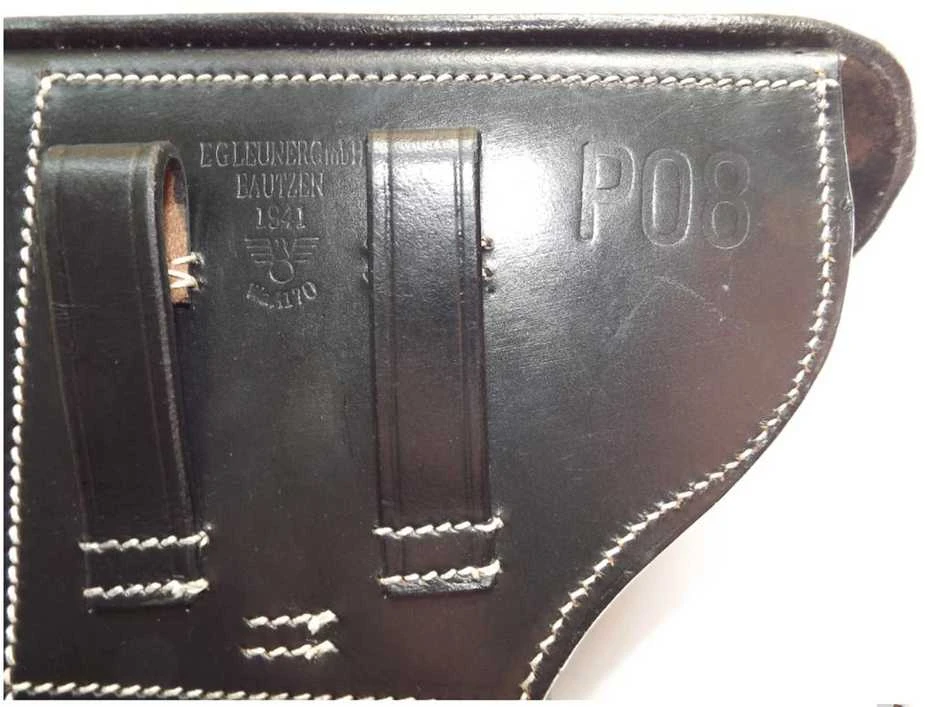 Mil-Tec Luger P08 Kietos odos juodas dėklas (REPRO)