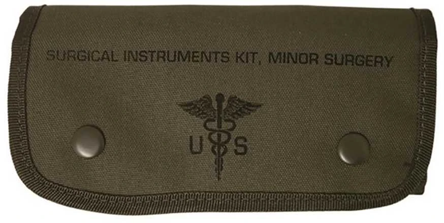 Mil-Tec US chirurginis rinkinys, 12 dalių su dėklu, OD žalias