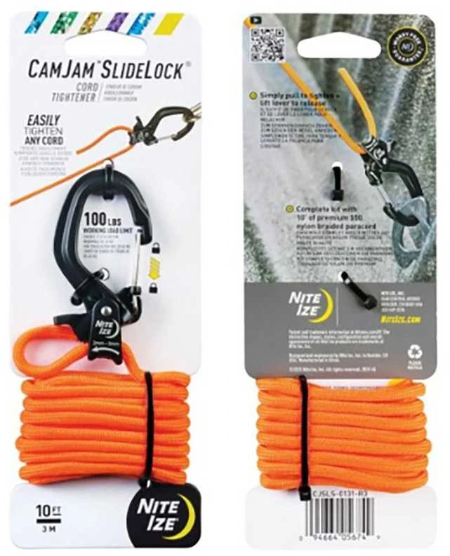 NITE-IZE CamJam SlideLock virvių įtempėjas Small Juodas su virve
