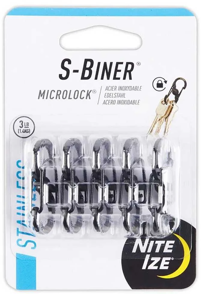 NITE-IZE karabinas S-Biner MicroLock (5vnt) juodas
