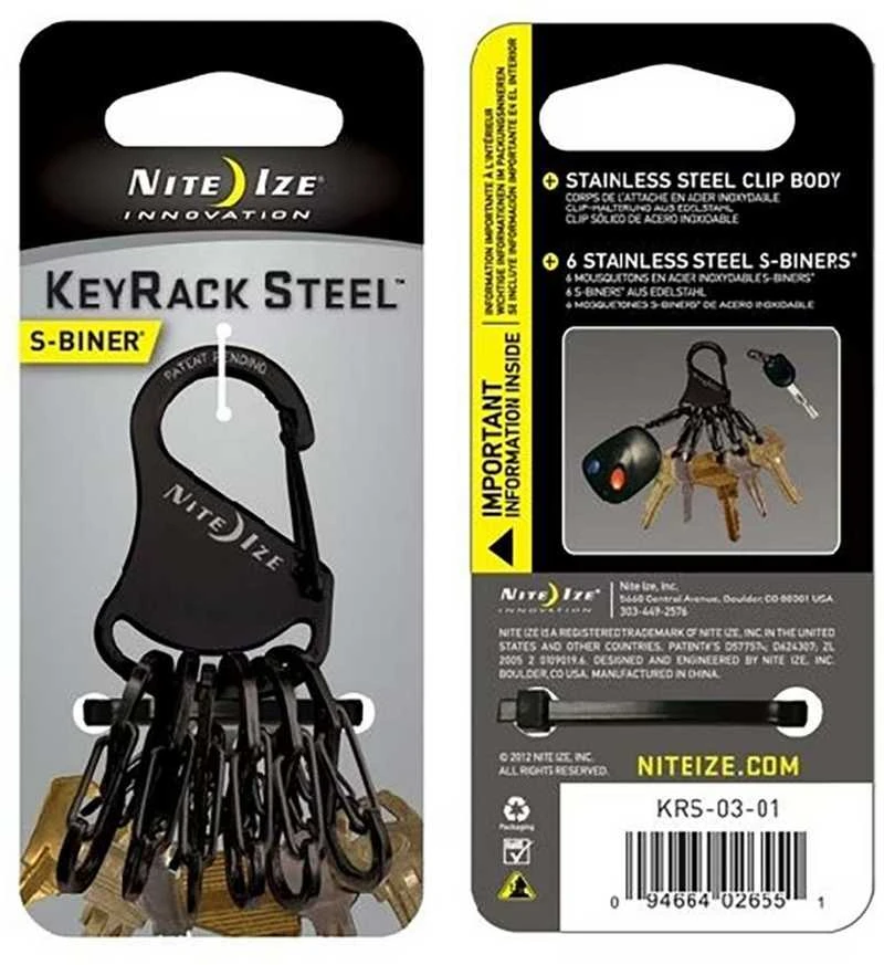 Raktų pakabukas Nite Ize S-Biner KeyRack Juodas