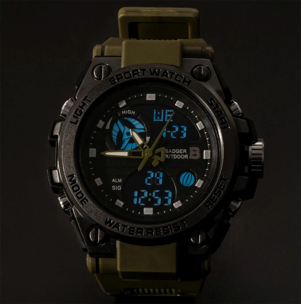 Rankinis laikrodis Badger Outdoor Grid Watch Army Žalias/Juodas