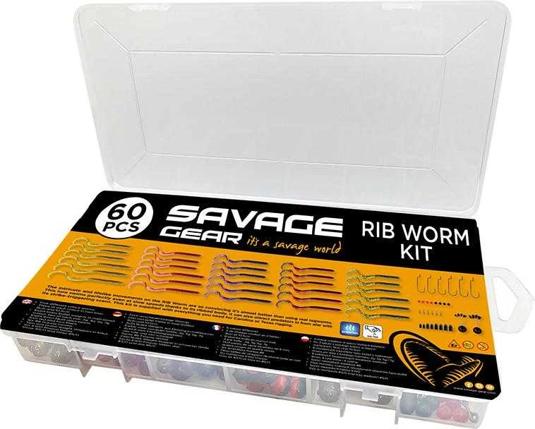 Savage Gear Masalų rinkinys Savage Rib Worm Kit One Size Mix Colors 60pcs