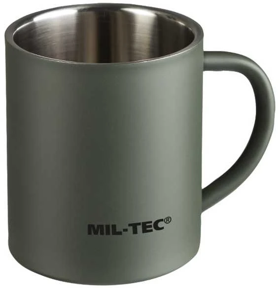 Termosinis metalinis Mil-tec puodelis 450ml žalios spalvos