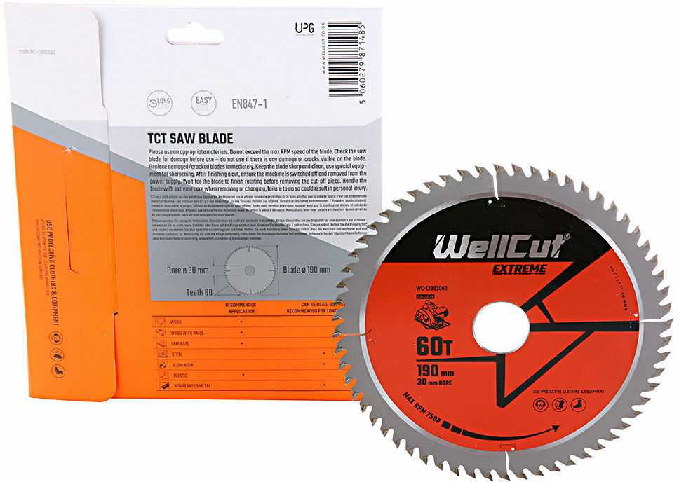WELLCUT TCT Tauchsägeblatt 160mm X 20mm – 28 Zähne, Für Hartholz, MDF & Spanplatten