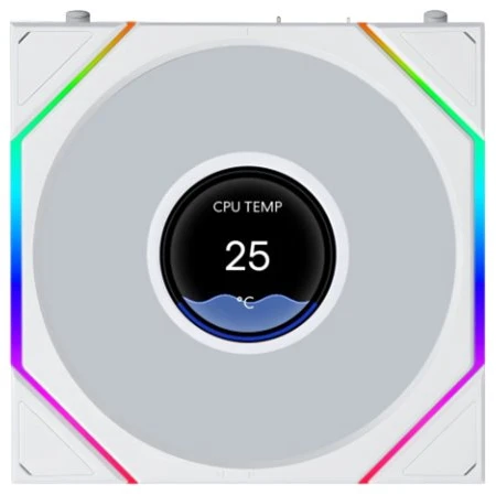 120mm Lian Li Uni Fan TL LCD FLEX ARGB, Baltas, LED-Steuerung