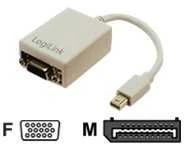 „Logilink Mini DisplayPort“ į VGA adapteriai: HD DSUB 15 kontaktų FM, „Mini DisplayPort M“