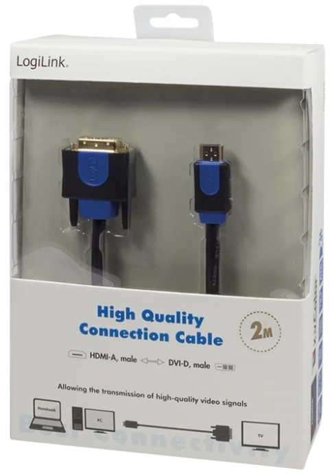 Kabelis LogiLink HDMI - DVI-D 1.8m mėlyna (CHB3102)