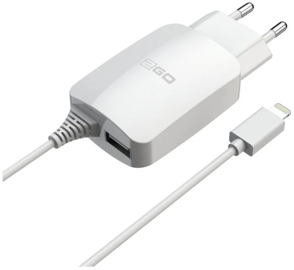 Įkroviklis 2GO 1x USB-A 12W su kablem Lightning 140cm Baltas (797166)