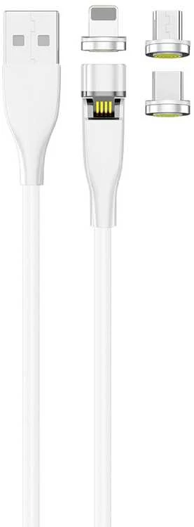 Kabelis USB 2GO USB-A - USB-C + micro-B + Lightning Baltas (797317)