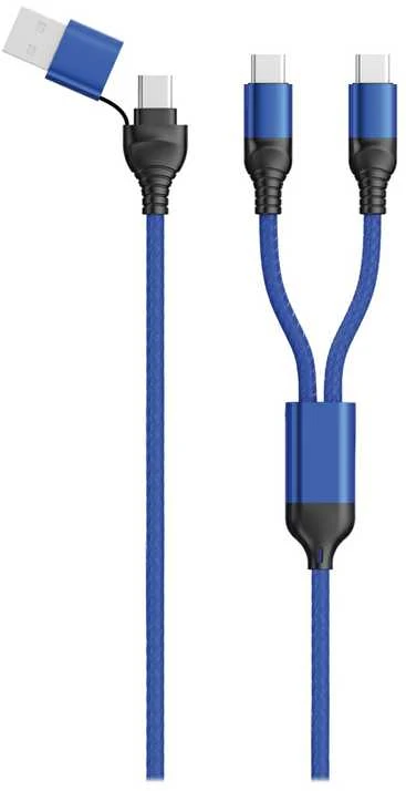 Kabelis USB 2GO USB-A + USB-C - 2x USB-C 1,2 m Mėlyna (797366)